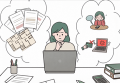住まい探しに悩む様子のイラスト