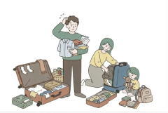 カナダ出発前の準備のイラスト
