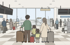 空港到着時のイラスト
