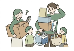 到着後の買い物のイラスト
